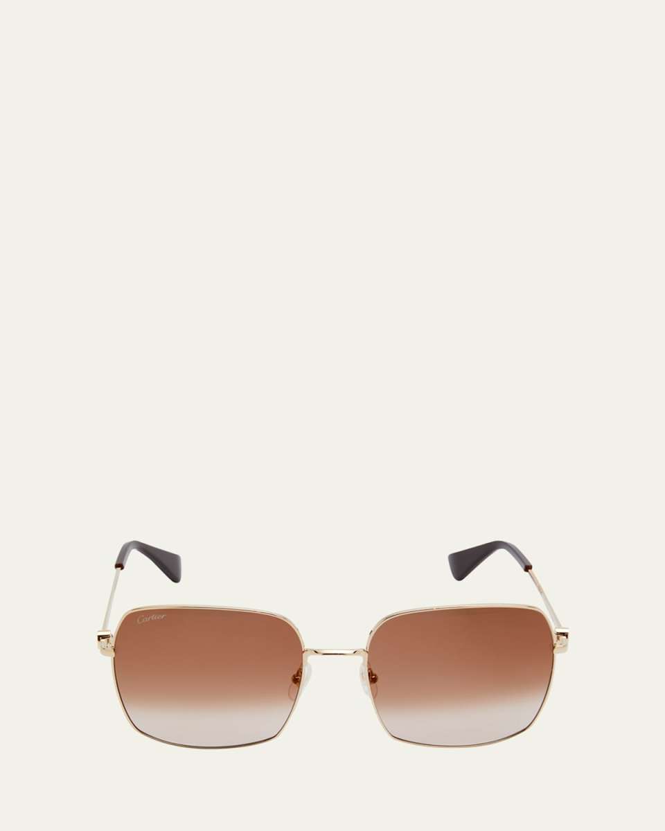 Golden Gradient Logo Square Metal Sunglasses